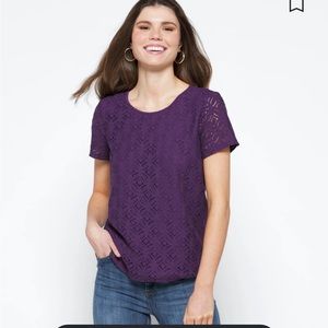 Market & Spruce Hans Crochet Front Top- Black- Size Small